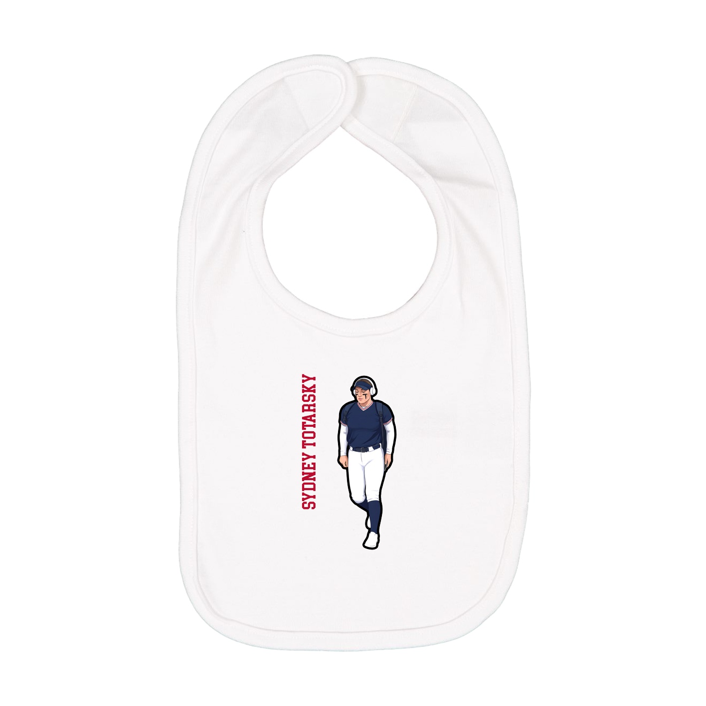 Infant Bib — Name Vertical in White