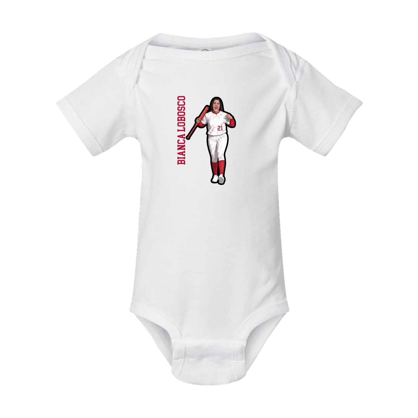 Baby Onesie — Name Vertical in White