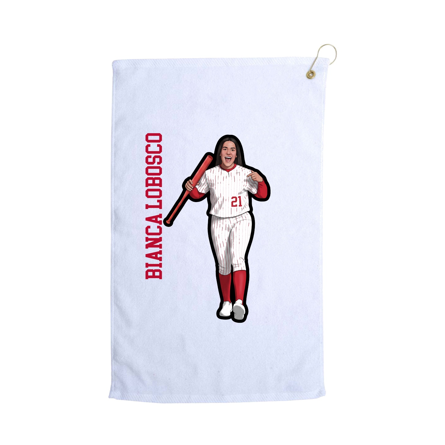 Golf Towel — Name Vertical in White