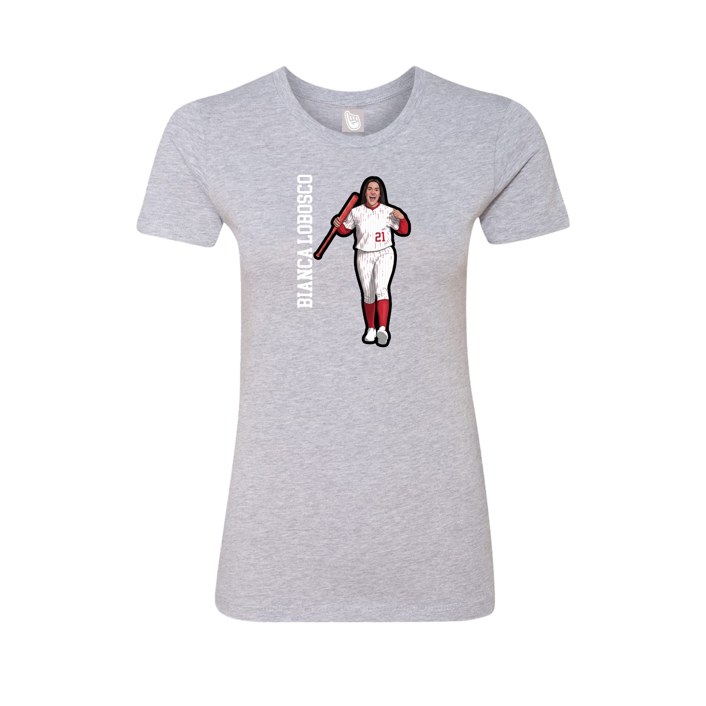 Fitted Women's Tee — Name Vertical in Grey