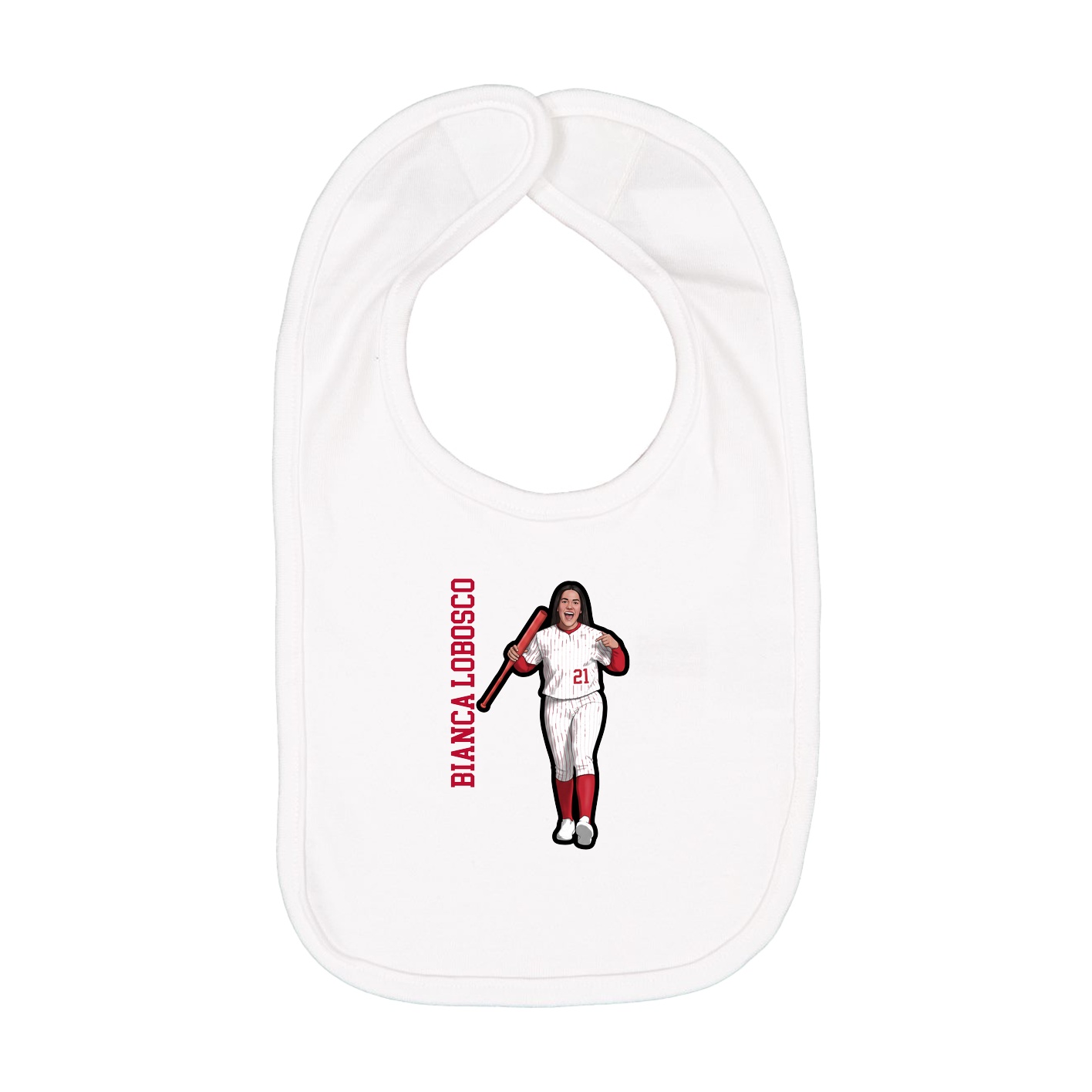 Infant Bib — Name Vertical in White