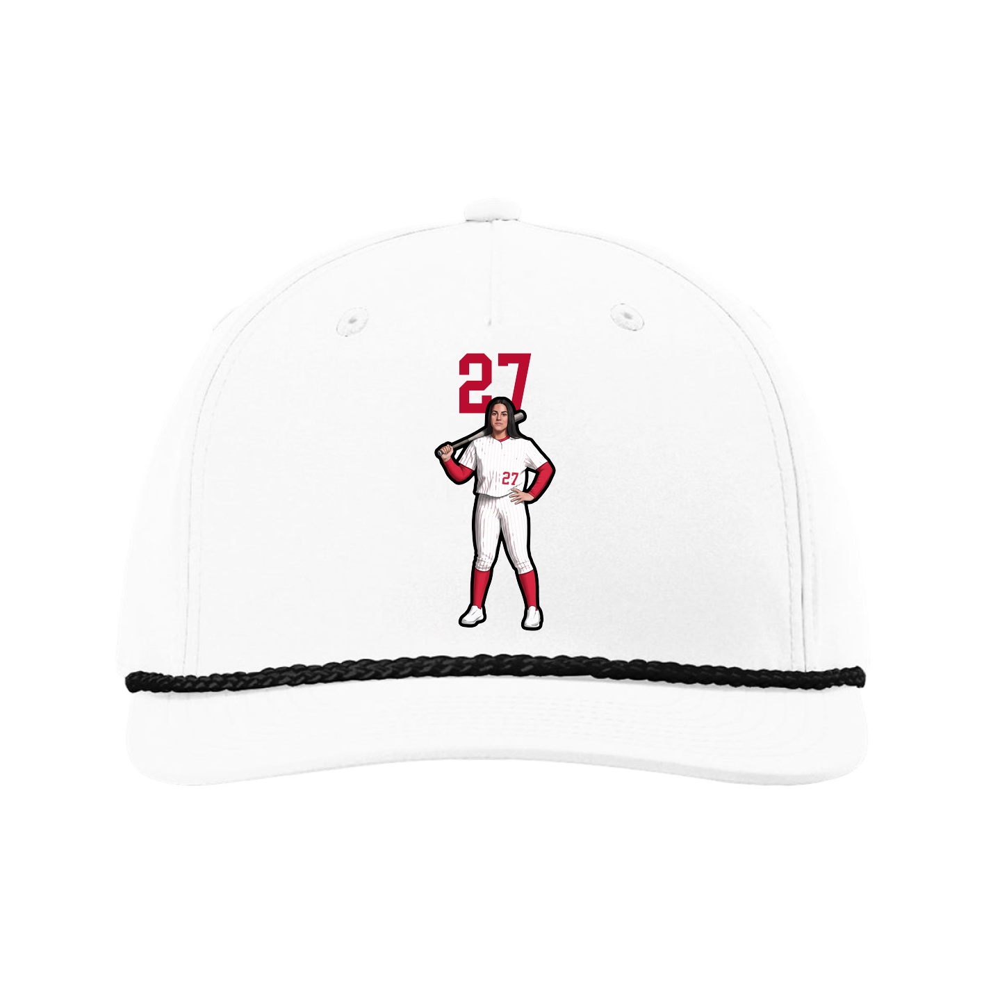 Five-Panel Classic Rope Cap — Number Top in White