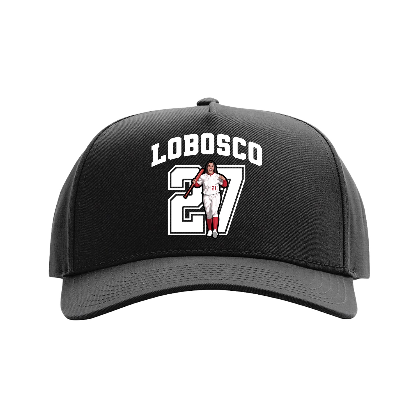 Full Fabric Five-Panel Champ Cap — Number in Black