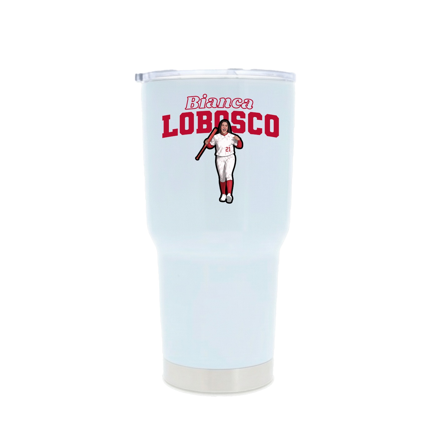 30oz Stainless Steel Tumbler — Name Arch in White