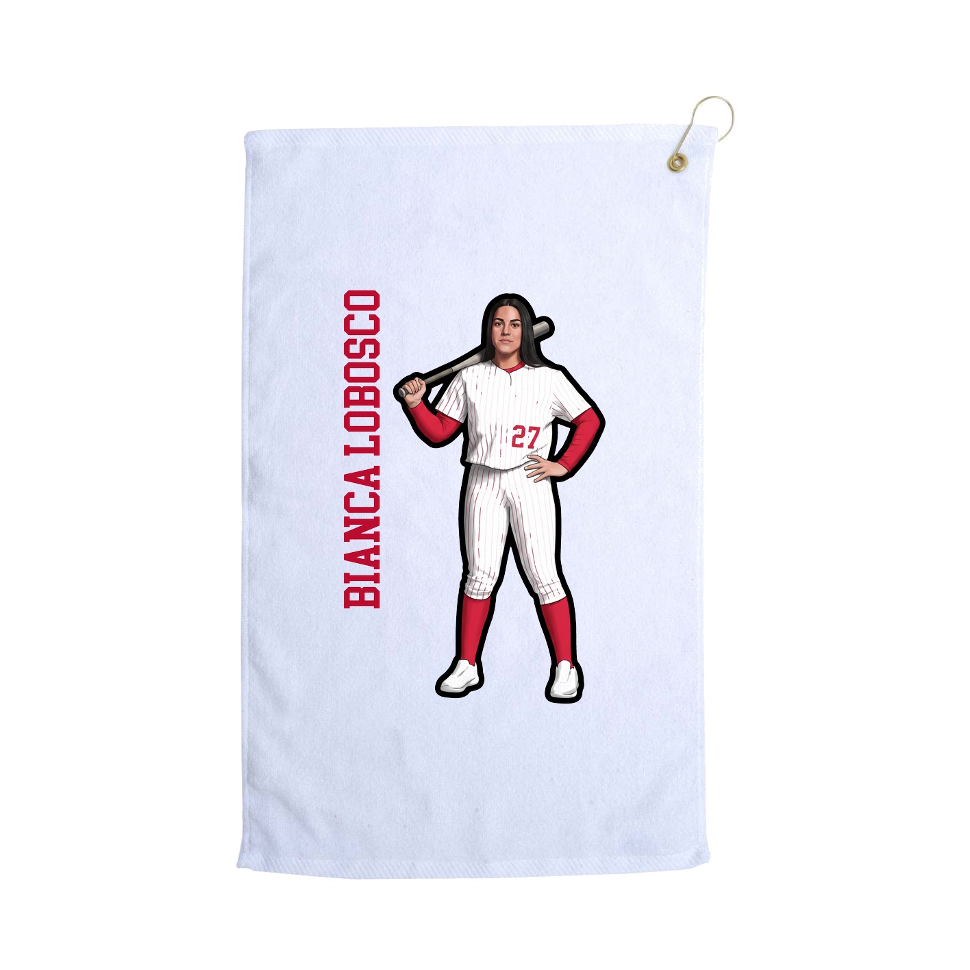 Golf Towel — Name Vertical in White