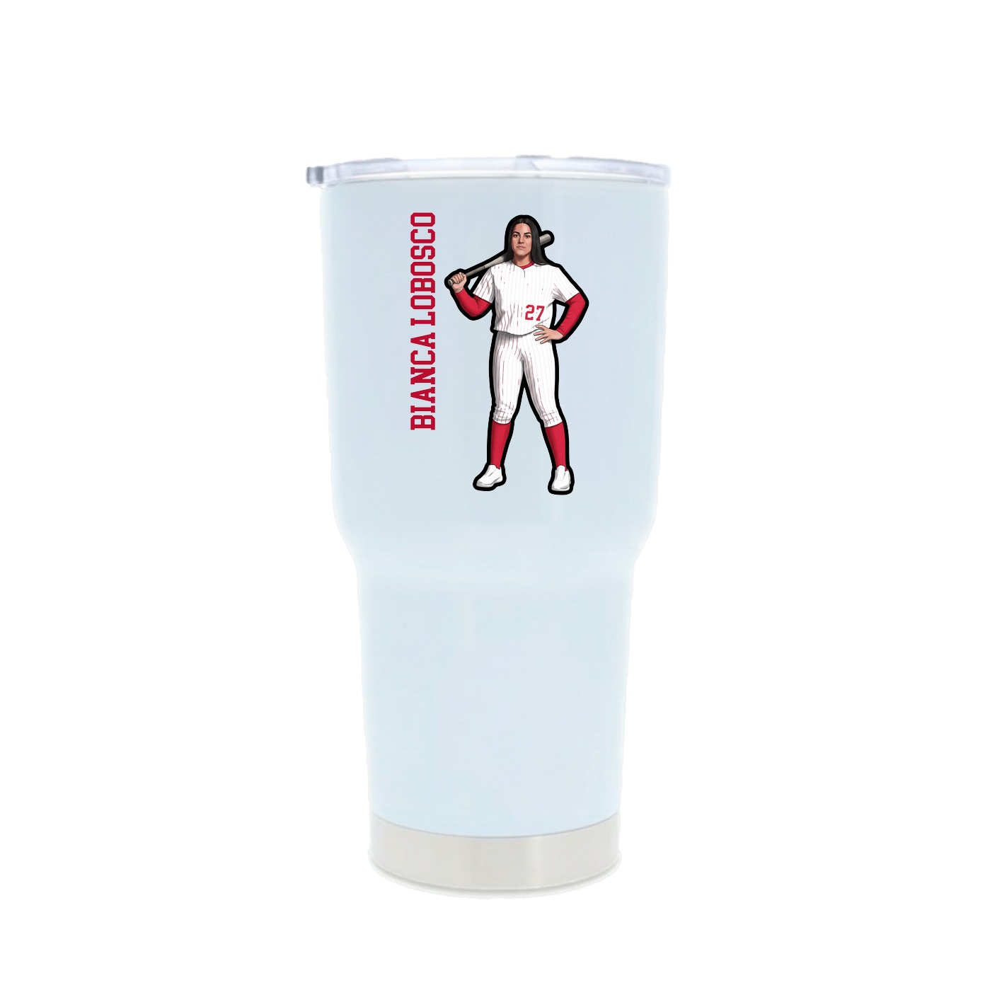 30oz Stainless Steel Tumbler — Name Vertical in White