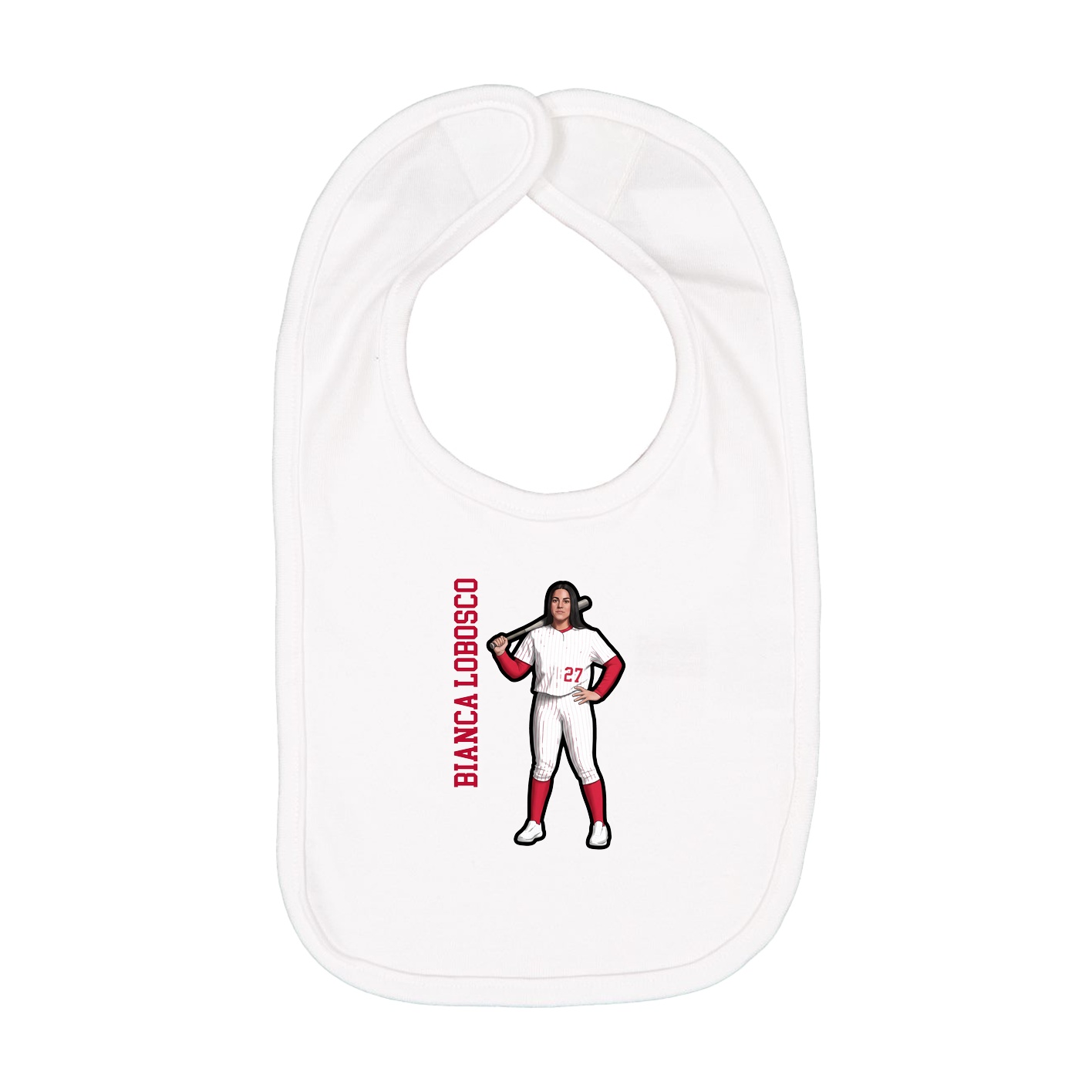 Infant Bib — Name Vertical in White