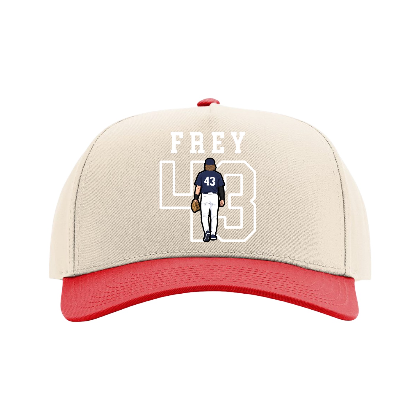 Full Fabric Five-Panel Champ Cap — Shirsey in Cream/Red