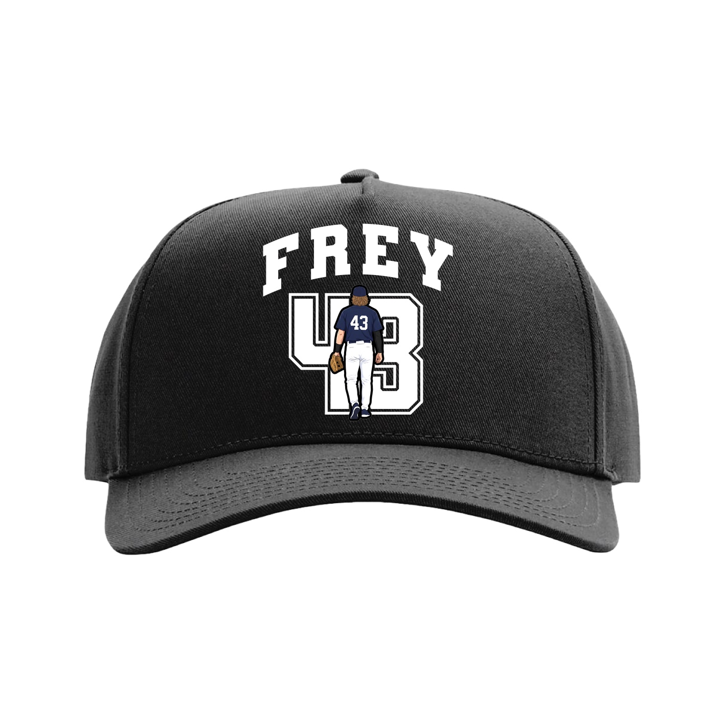 Full Fabric Five-Panel Champ Cap — Number in Black