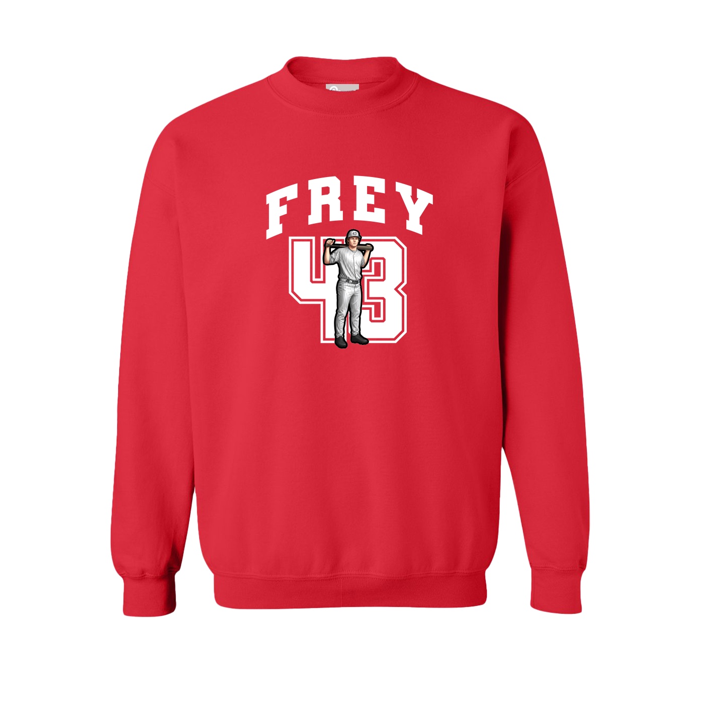 Fleece Crew — Number in Red