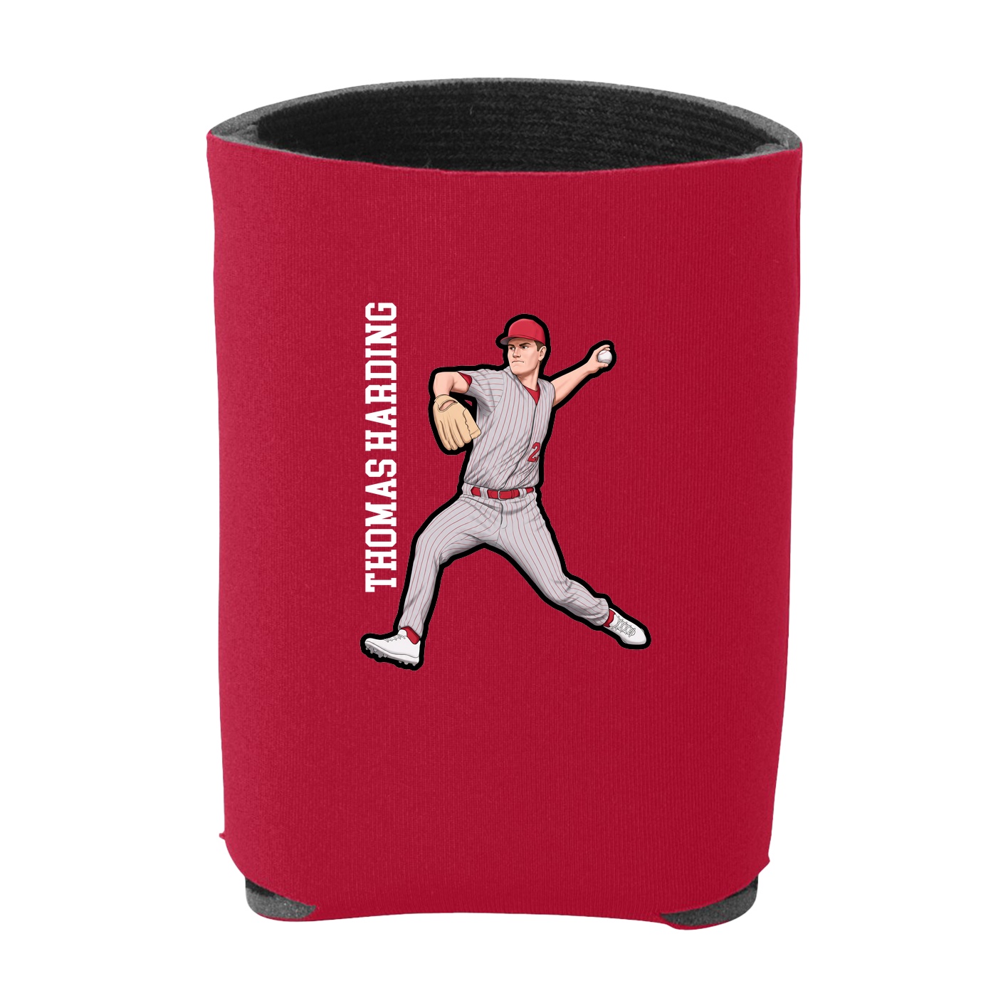 Can Holder — Name Vertical in Red