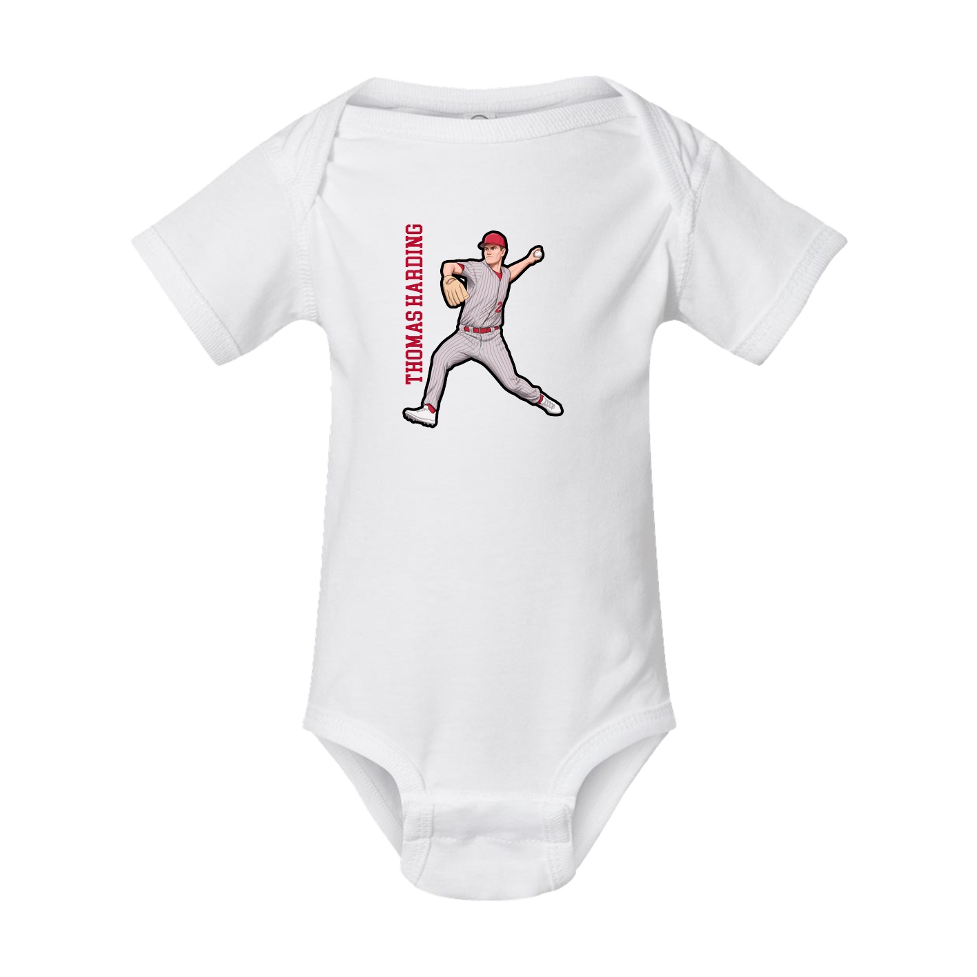 Baby Onesie — Name Vertical in White