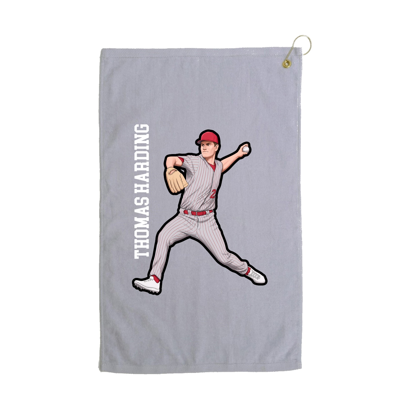 Golf Towel — Name Vertical in Grey