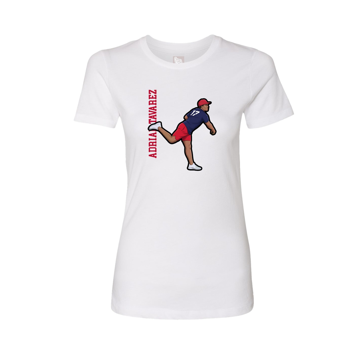 Fitted Women's Tee — Name Vertical in White