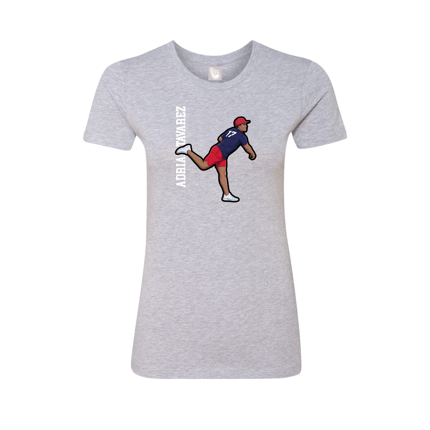 Fitted Women's Tee — Name Vertical in Grey