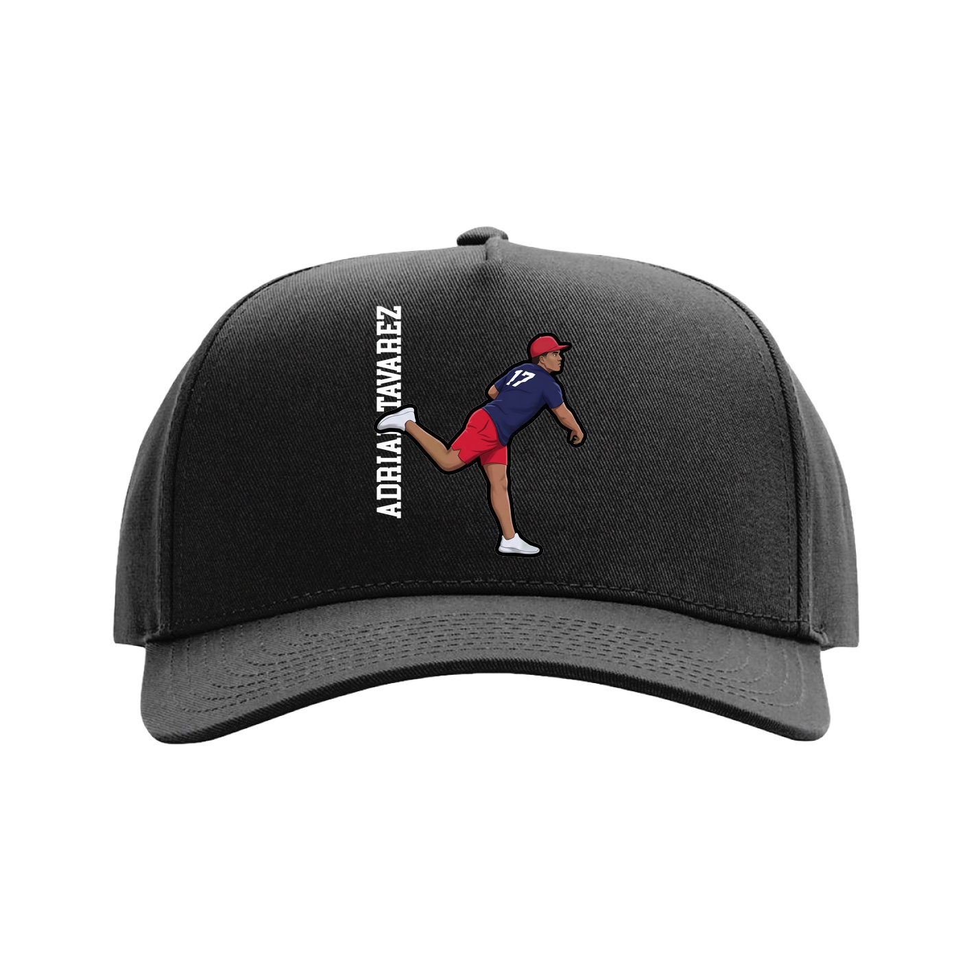Full Fabric Five-Panel Champ Cap — Name Vertical in Black