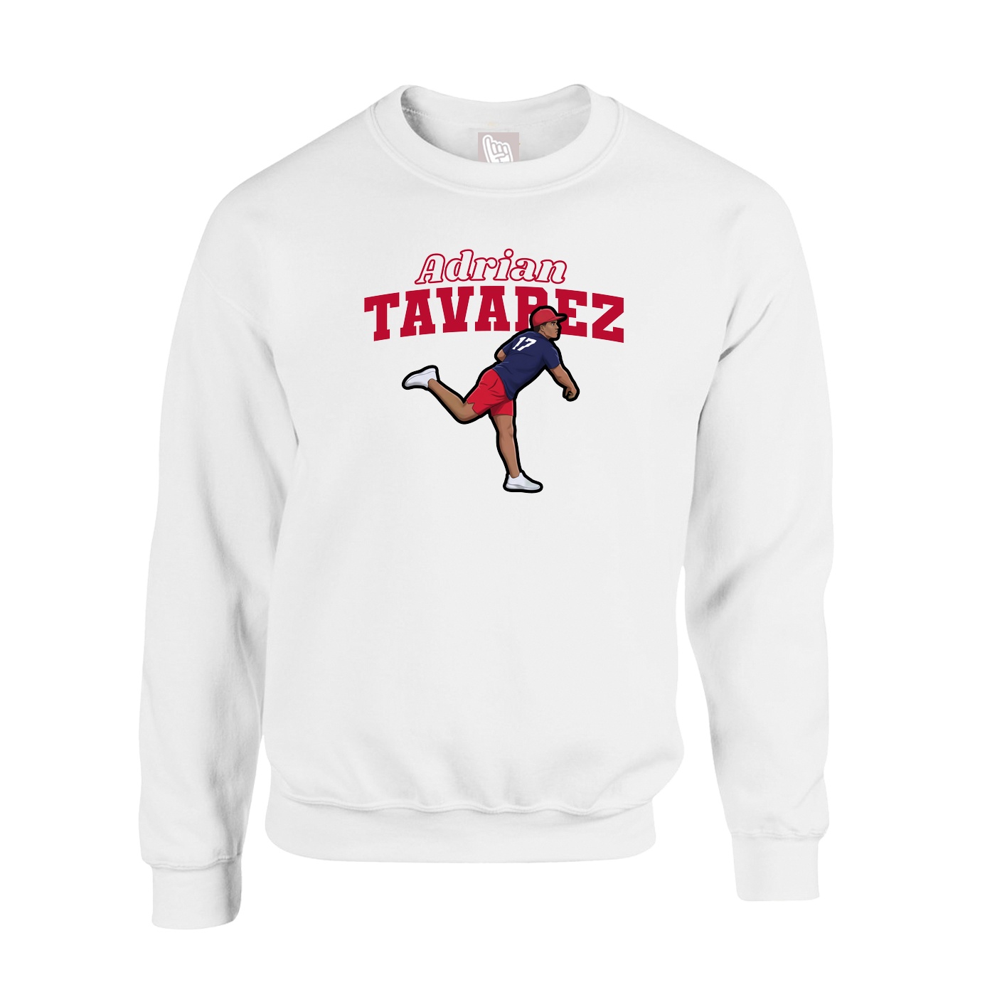 Fleece Crew — Name Arch in White