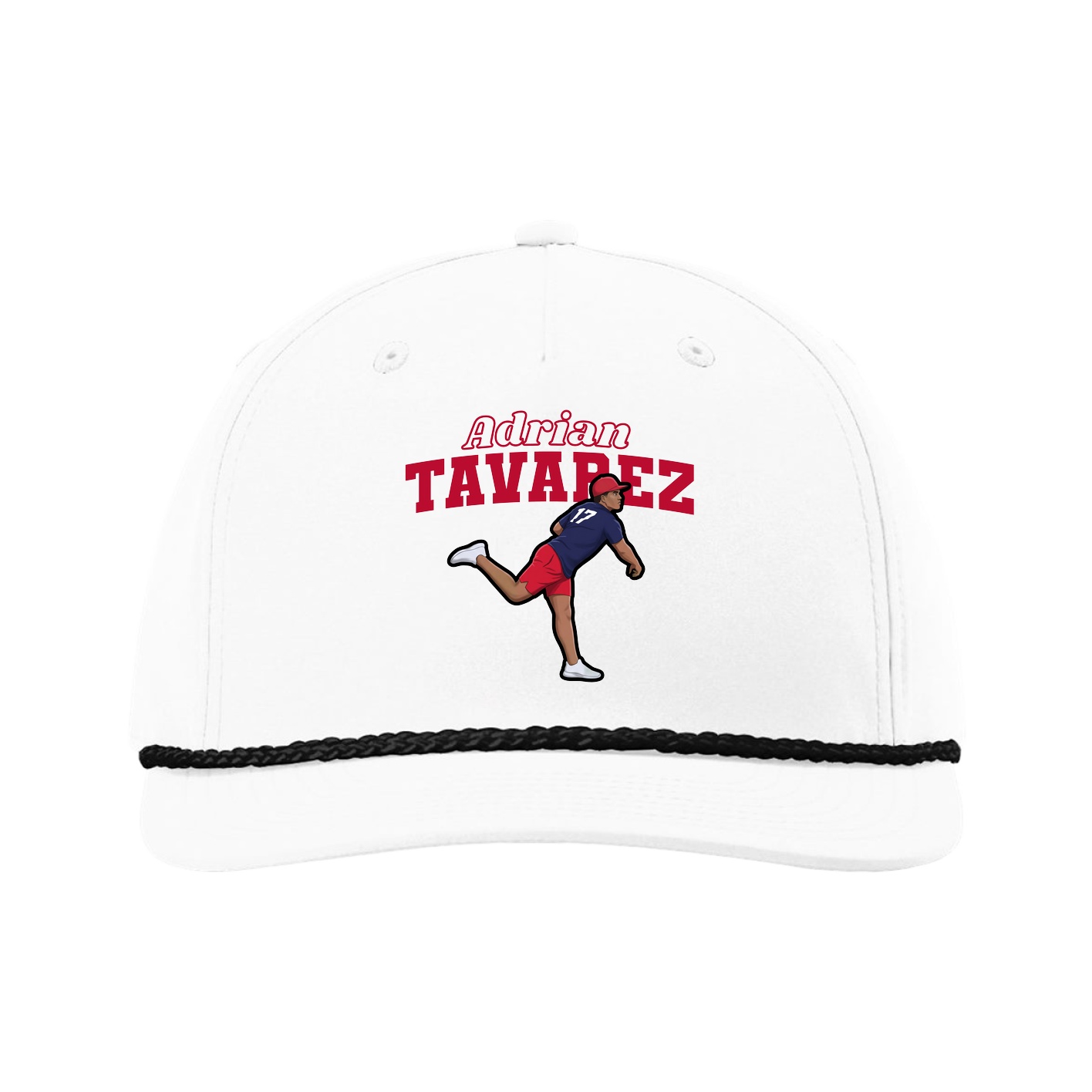 Five-Panel Classic Rope Cap — Name Arch in White