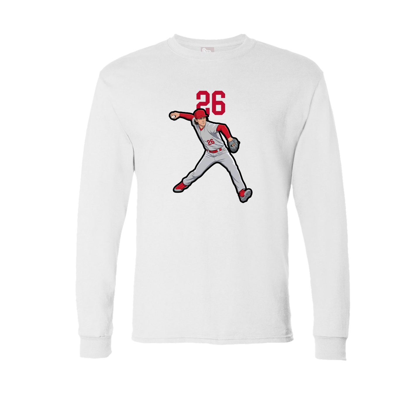 Long Sleeve Tee — Number Top in White