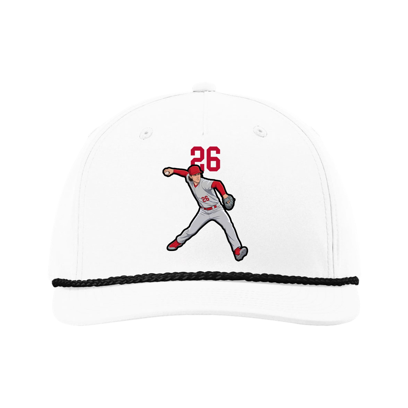 Five-Panel Classic Rope Cap — Number Top in White