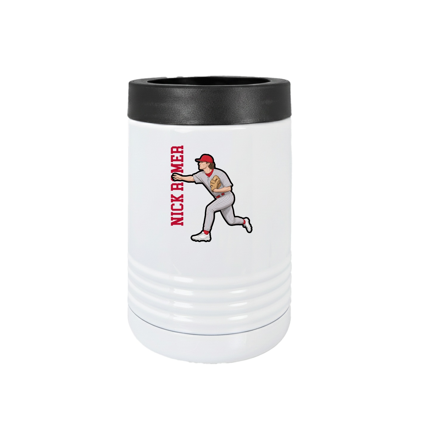 Beverage Holder — Name Vertical in White
