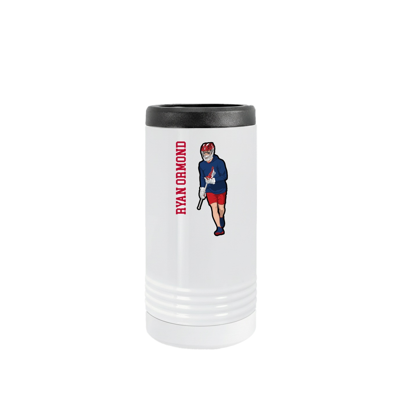 Slim Beverage Holder — Name Vertical in White