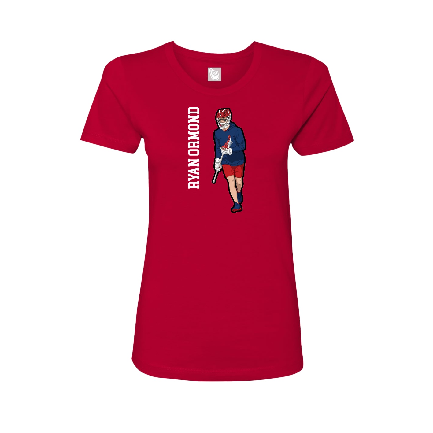 Fitted Women's Tee — Name Vertical in Red