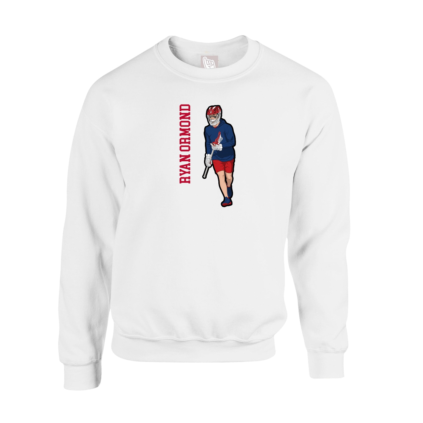 Fleece Crew — Name Vertical in White