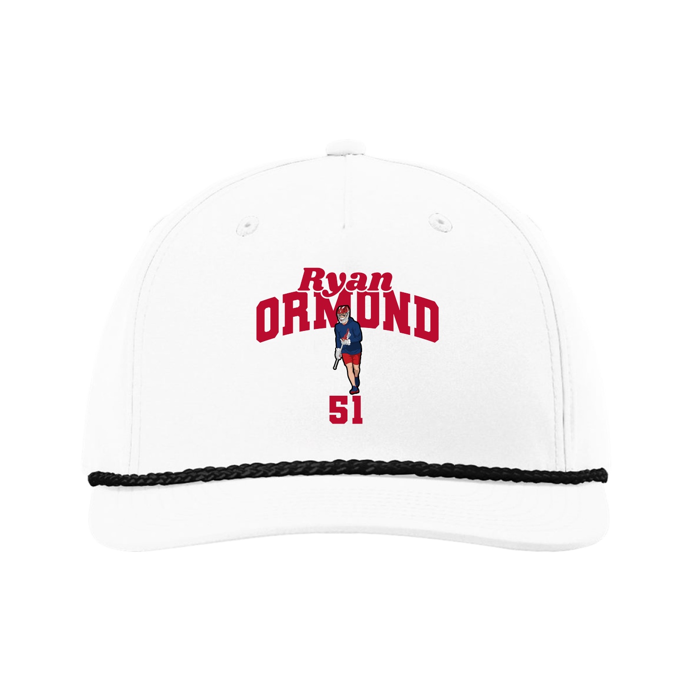 Five-Panel Classic Rope Cap — Signature Arch in White