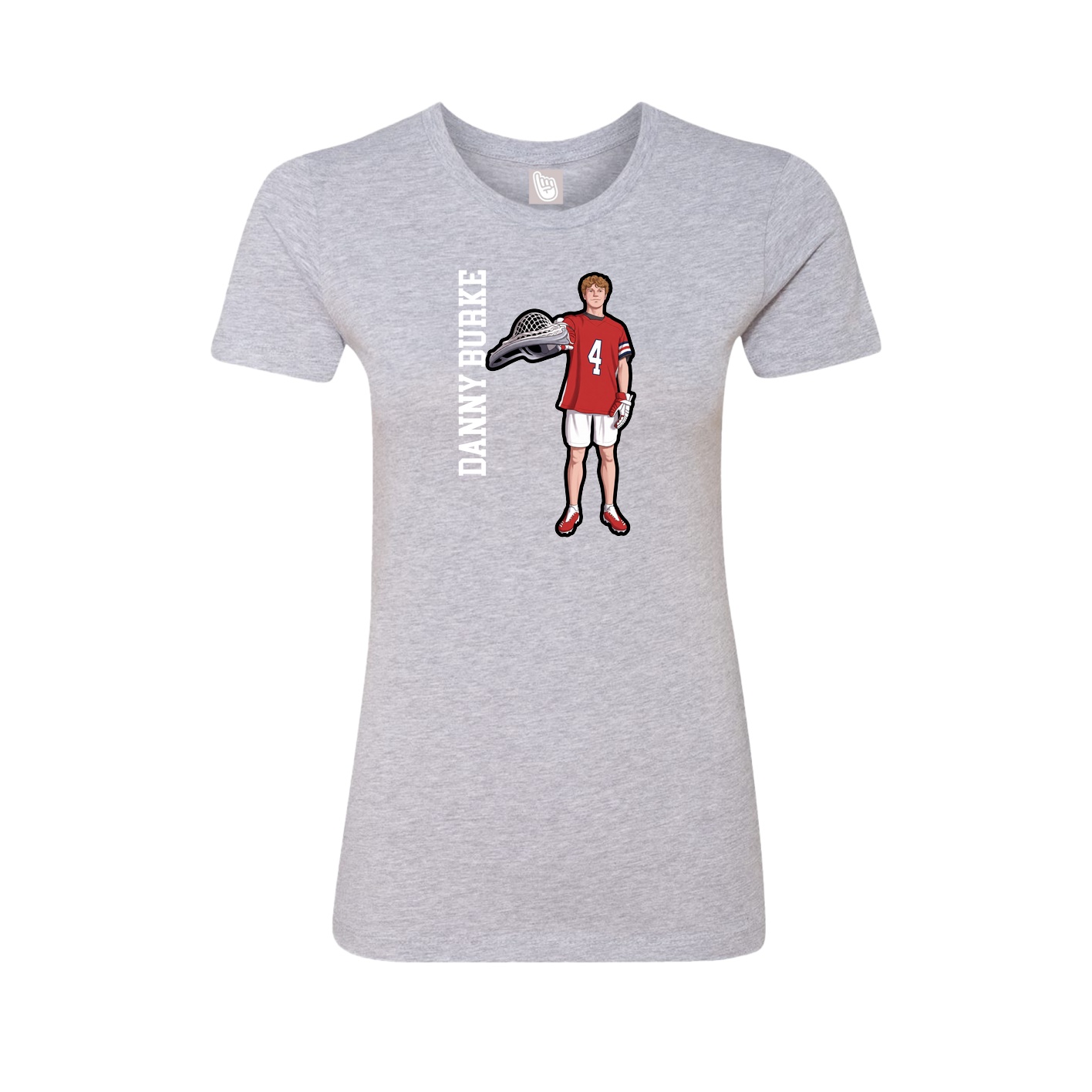 Fitted Women's Tee — Name Vertical in Grey