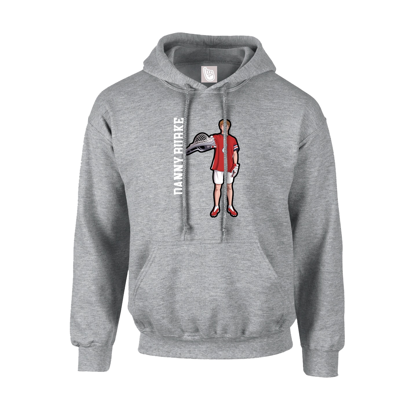 Hoodie — Name Vertical in Grey