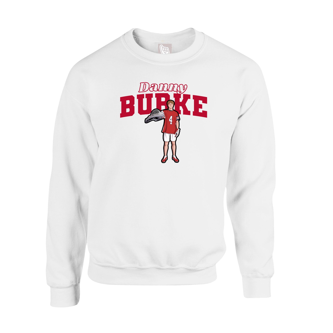 Fleece Crew — Name Arch in White