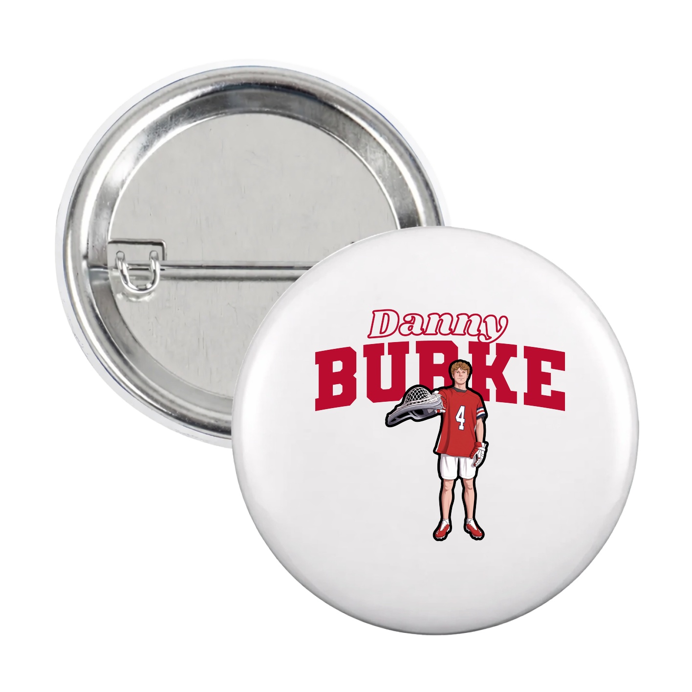 Game Day Button — Name Arch in White