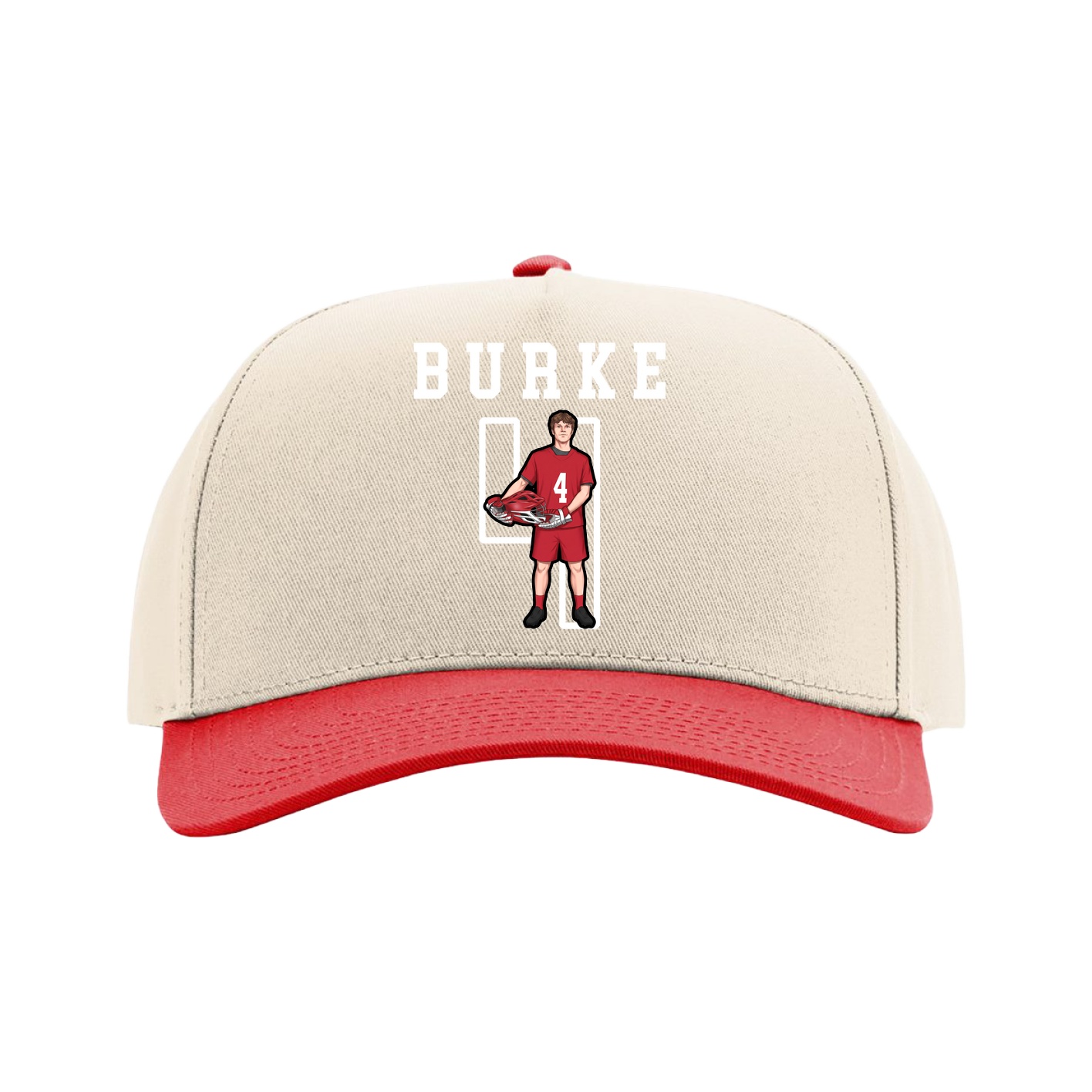 Full Fabric Five-Panel Champ Cap — Shirsey in Cream/Red