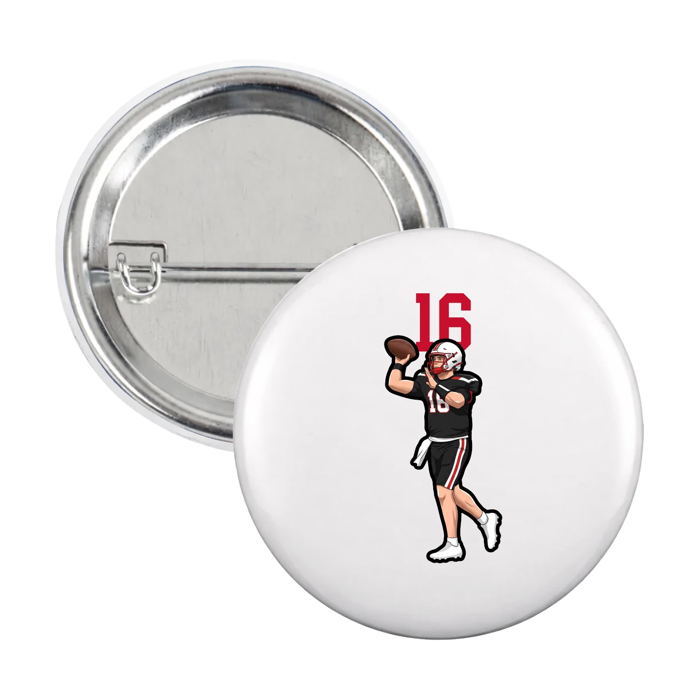 Game Day Button — Number Top in White