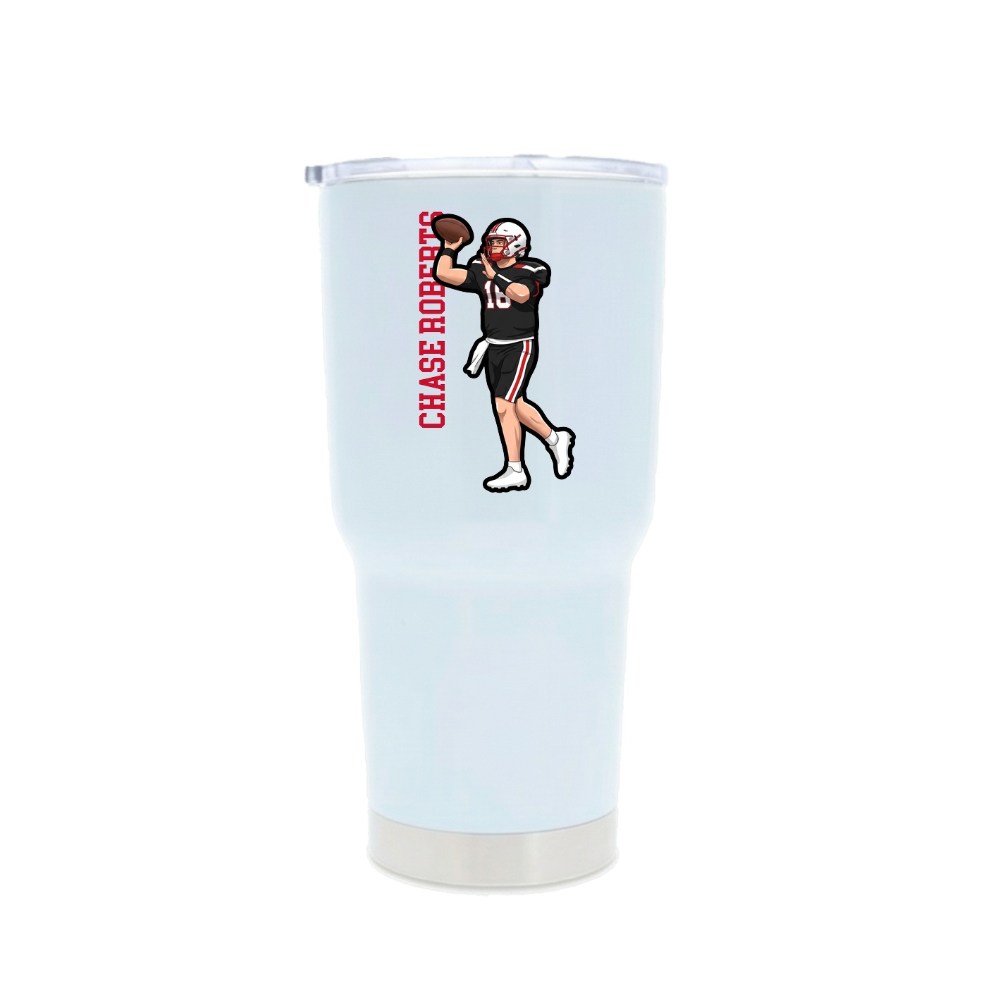 30oz Stainless Steel Tumbler — Name Vertical in White