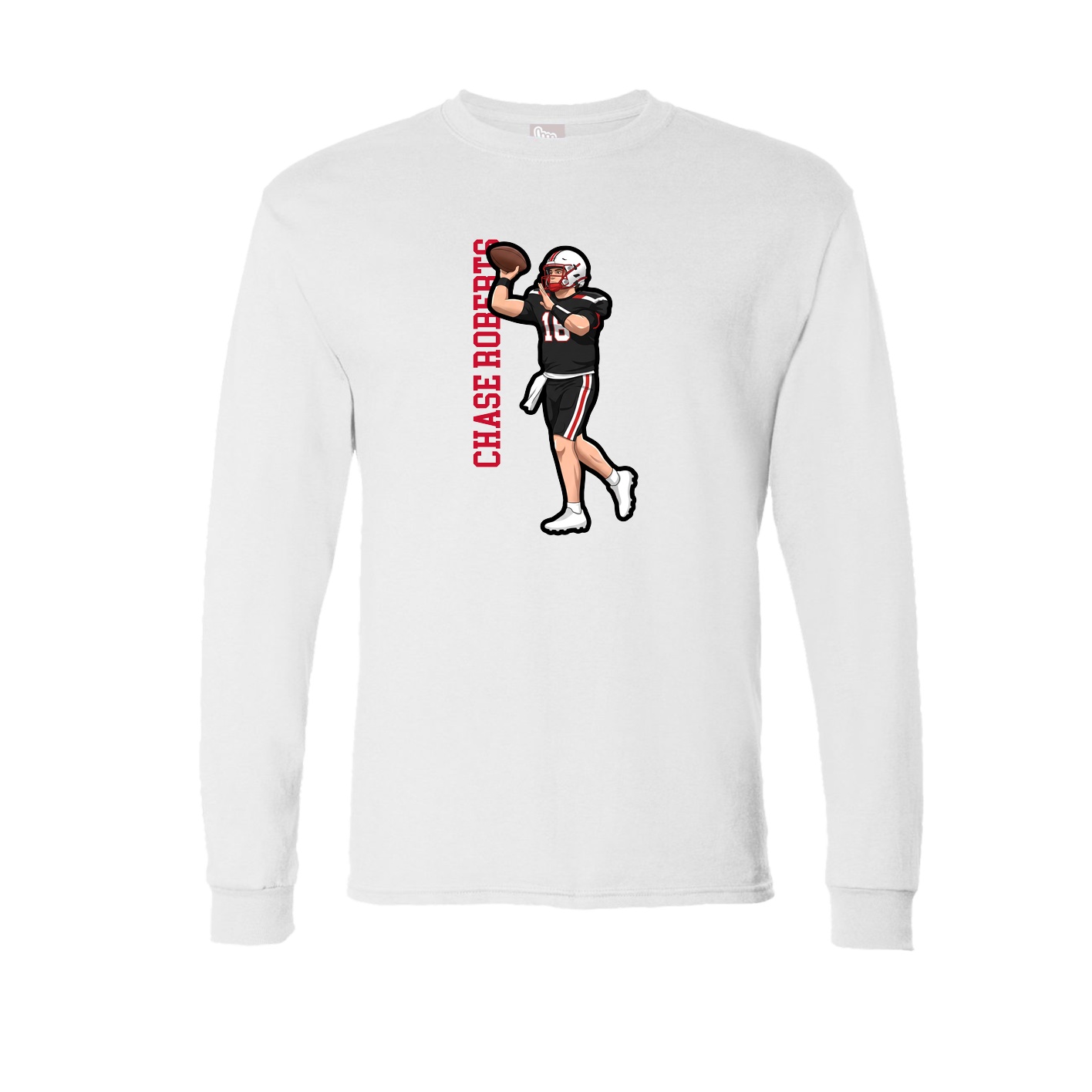 Long Sleeve Tee — Name Vertical in White