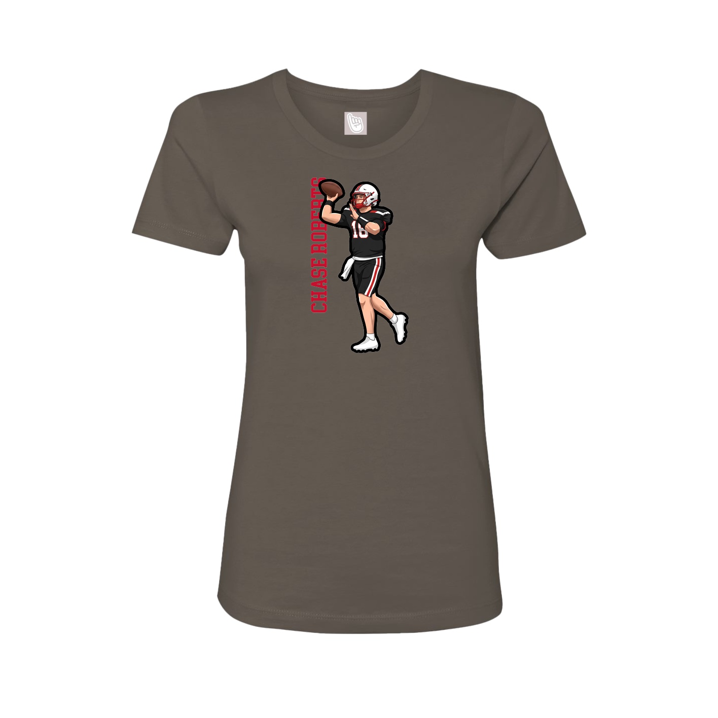 Fitted Women's Tee — Name Vertical in Grey