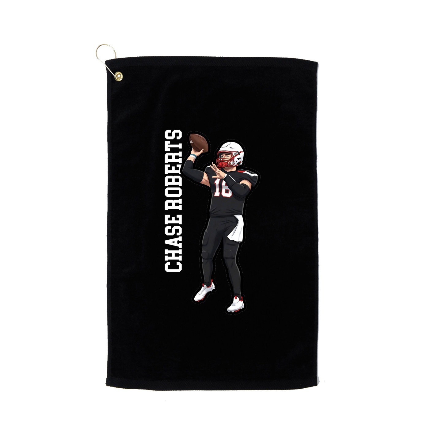 Golf Towel — Name Vertical in Black