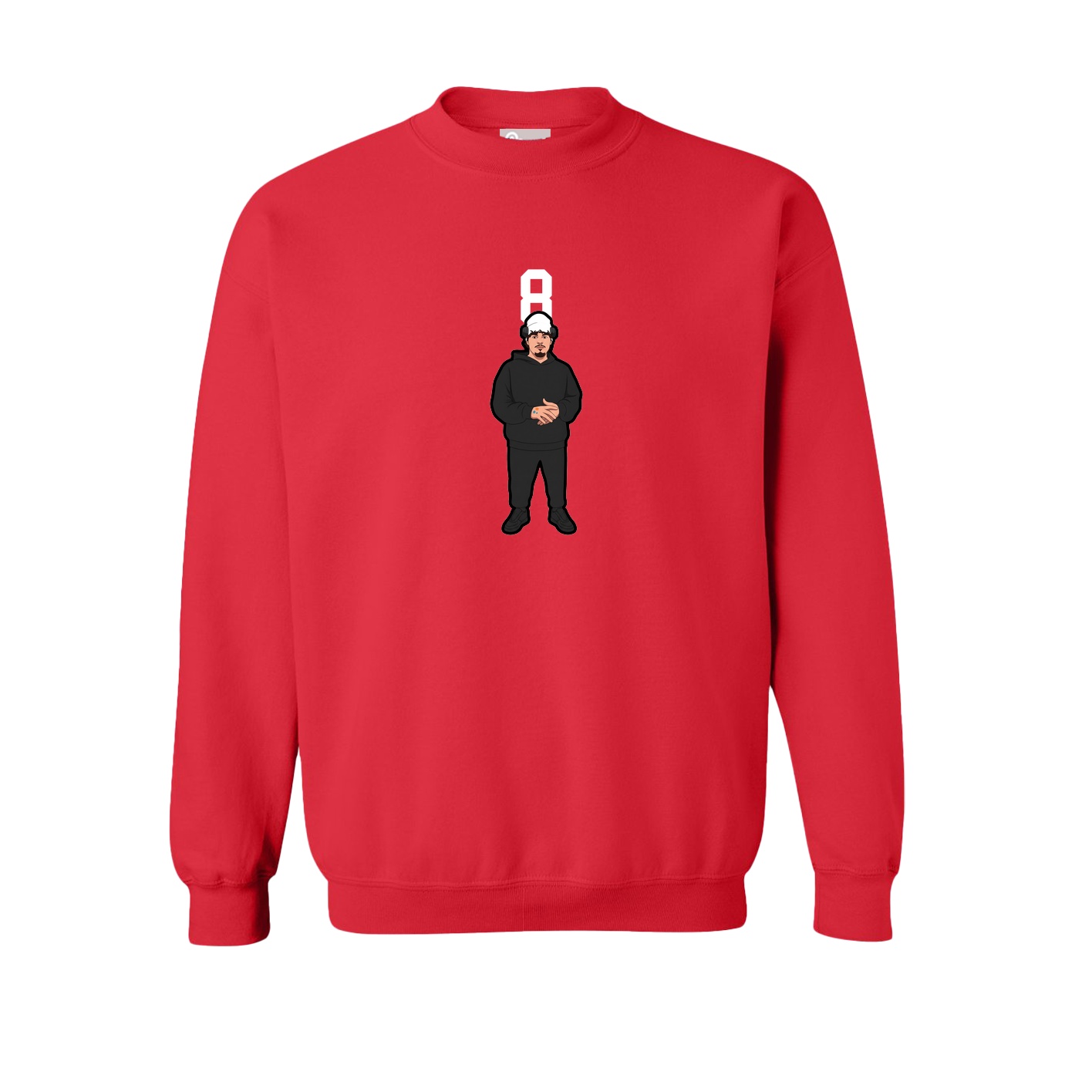 Fleece Crew — Number Top in Red