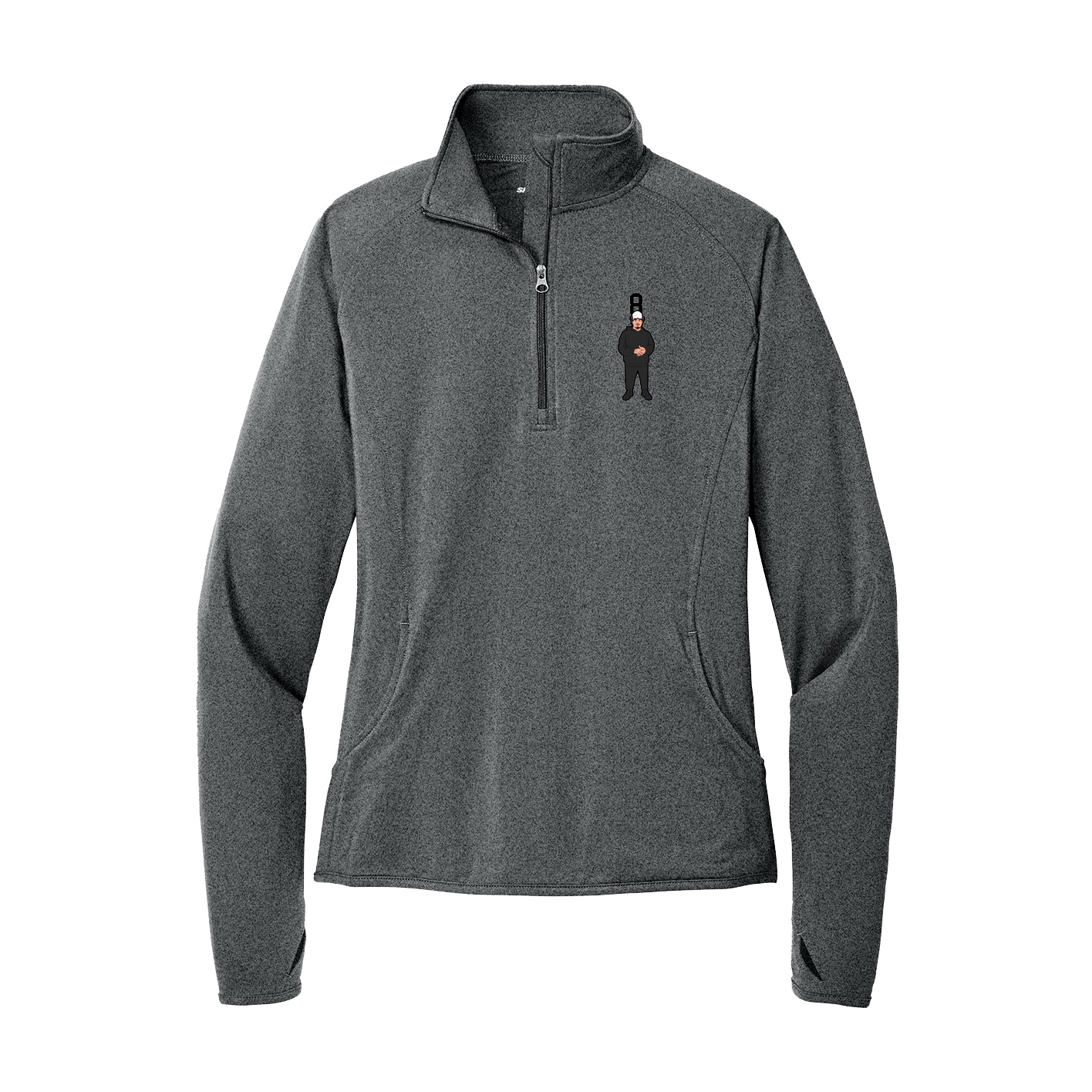 Women's Q-Zip Pullover — Number Top in Grey