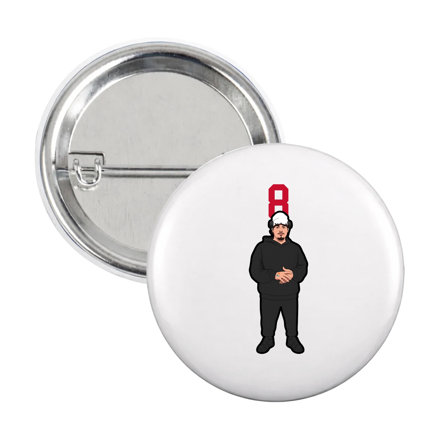 Game Day Button — Number Top in White