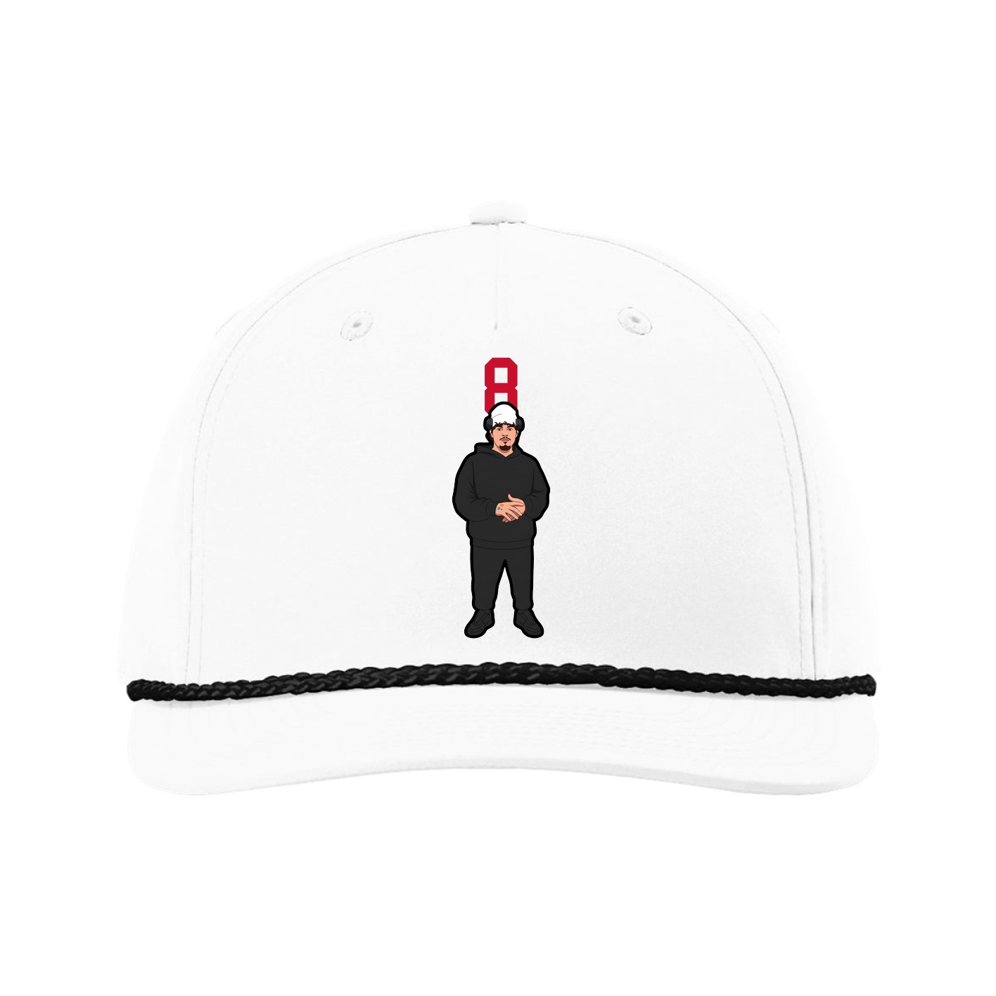 Five-Panel Classic Rope Cap — Number Top in White
