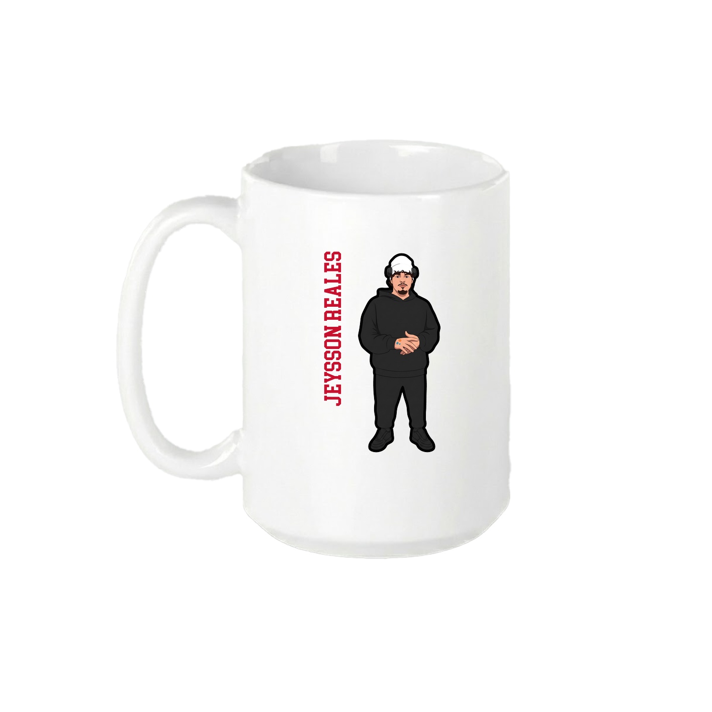 15oz Coffee Mug — Name Vertical in White