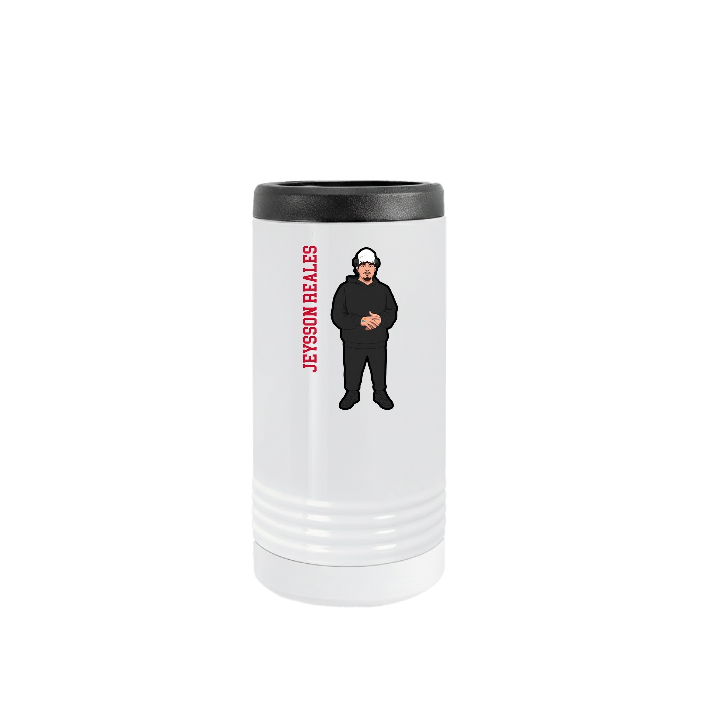 Slim Beverage Holder — Name Vertical in White
