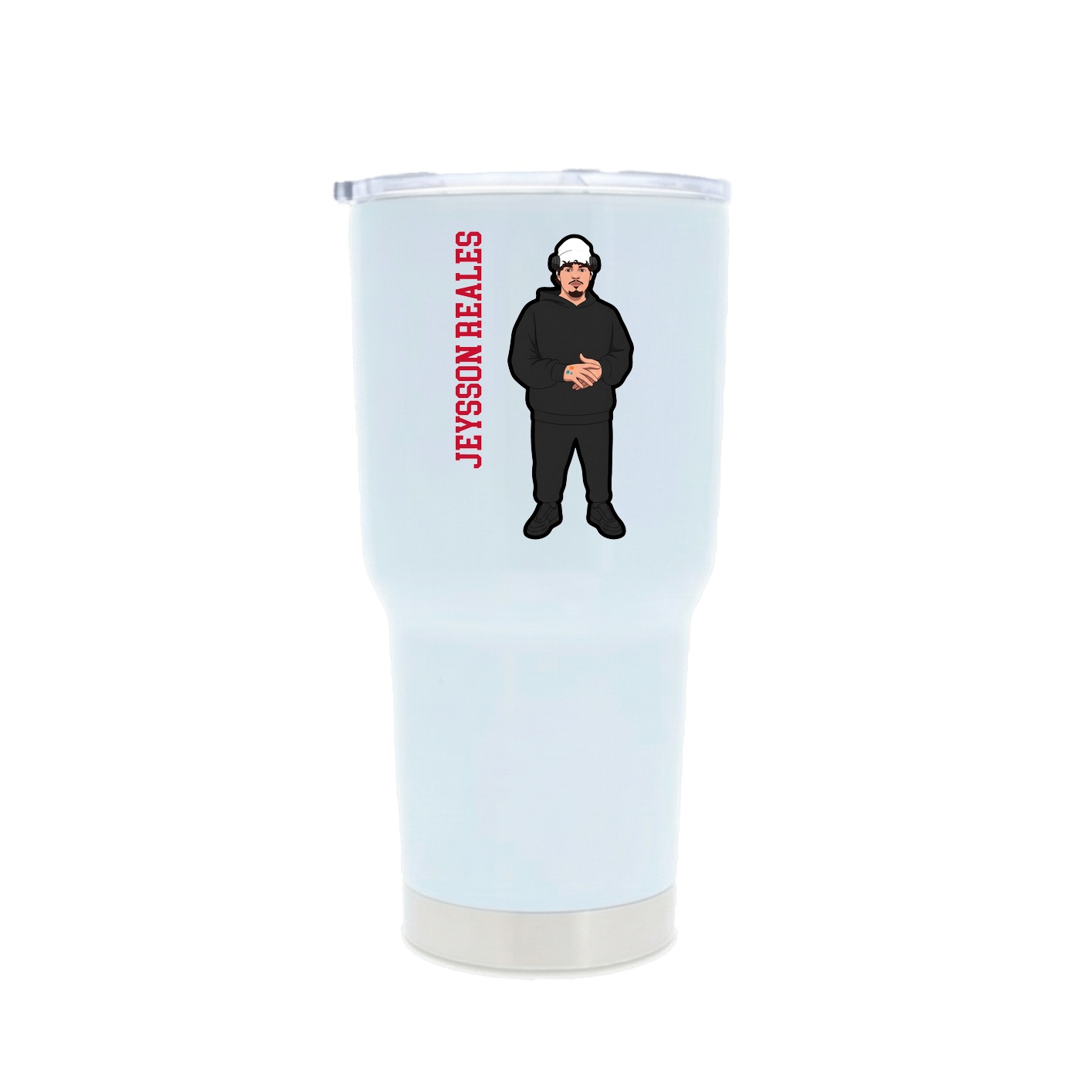 30oz Stainless Steel Tumbler — Name Vertical in White