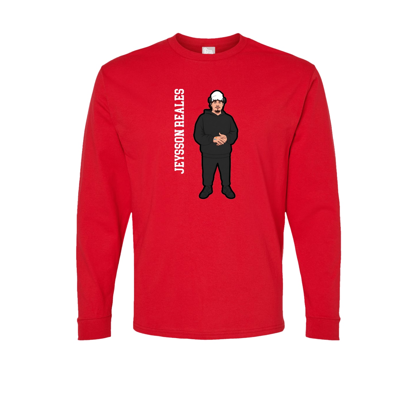 Long Sleeve Tee — Name Vertical in Red