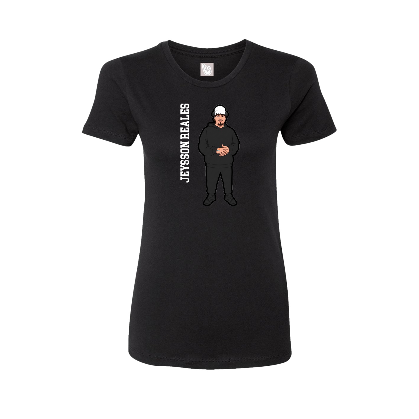 Womens Tee — Name Vertical in Black