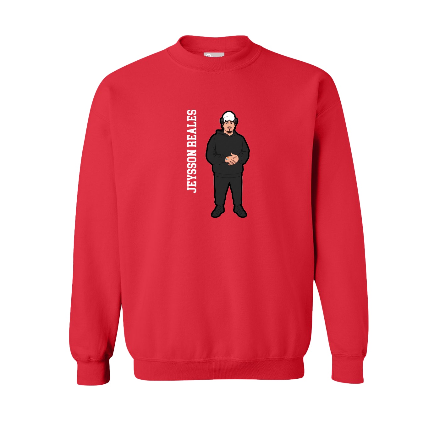 Fleece Crew — Name Vertical in Red