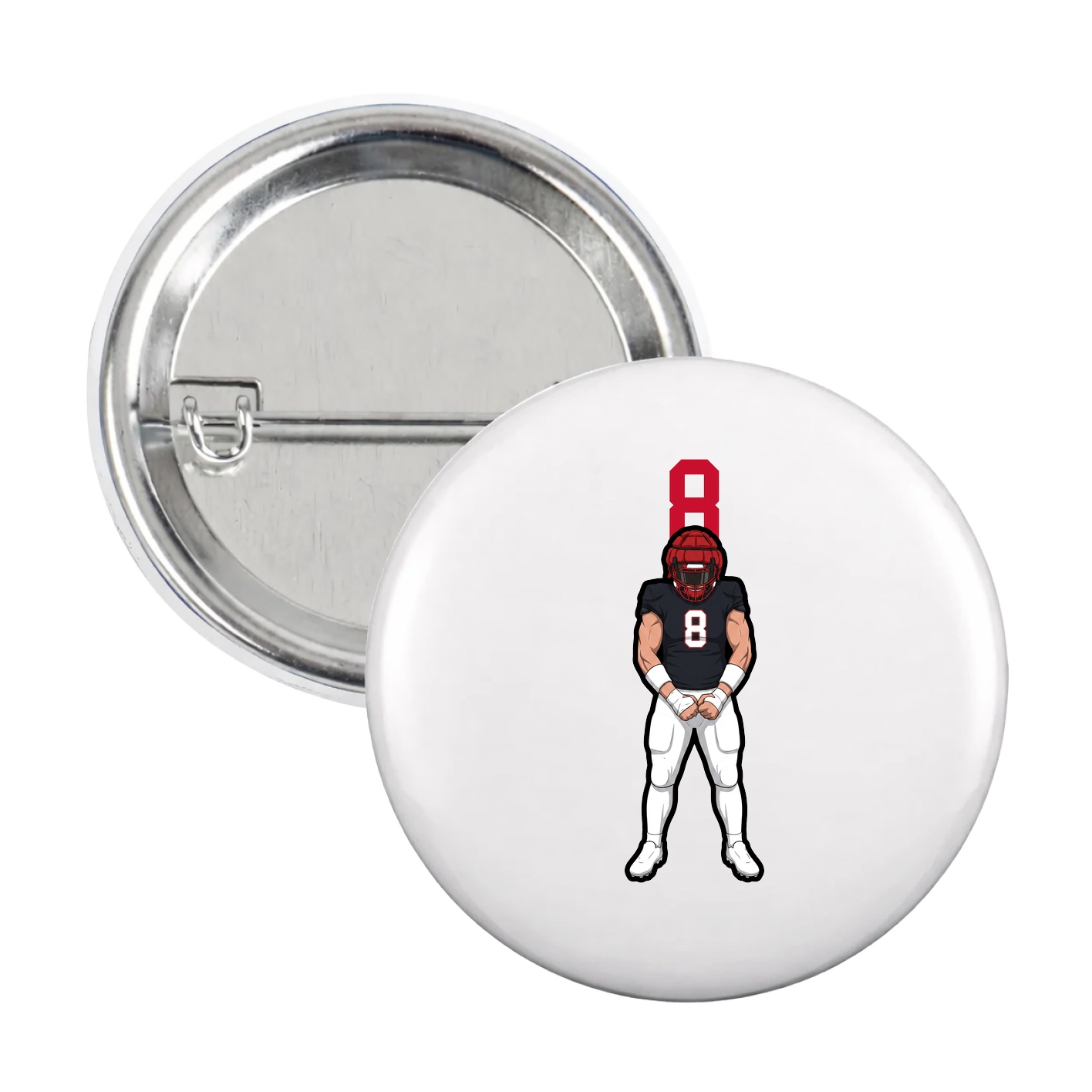 Game Day Button — Number Top in White